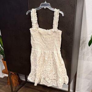 Madewell Cream Textured Midi Dress